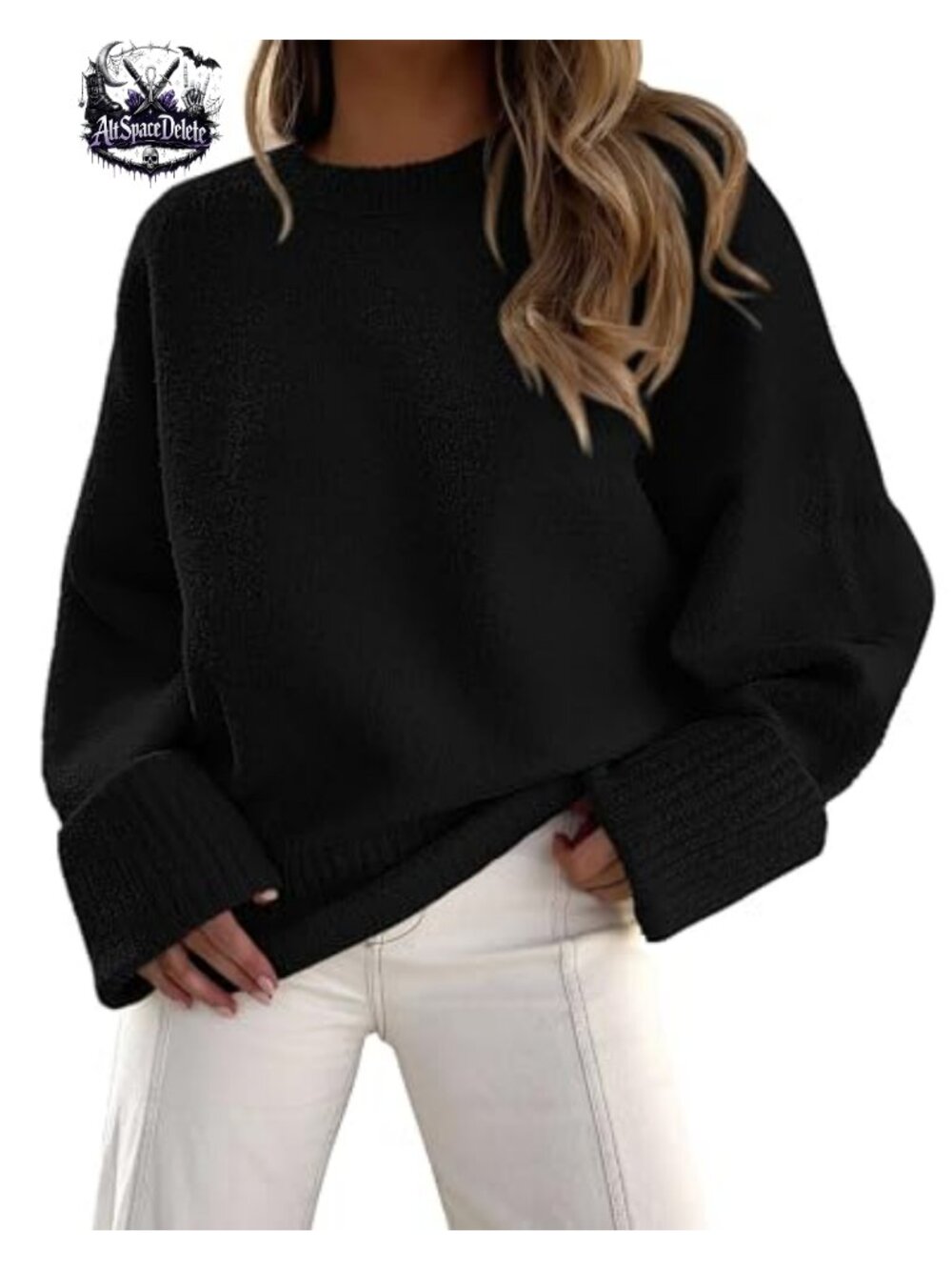 Oversized Fuzzy Crewneck Pullover Sweater Chunky Knit Casual Fall Winter